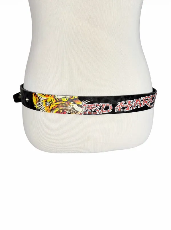 NEW Ed Hardy Leopard Black Rhinestone Belt Black Women L XL Y2K - Image 2