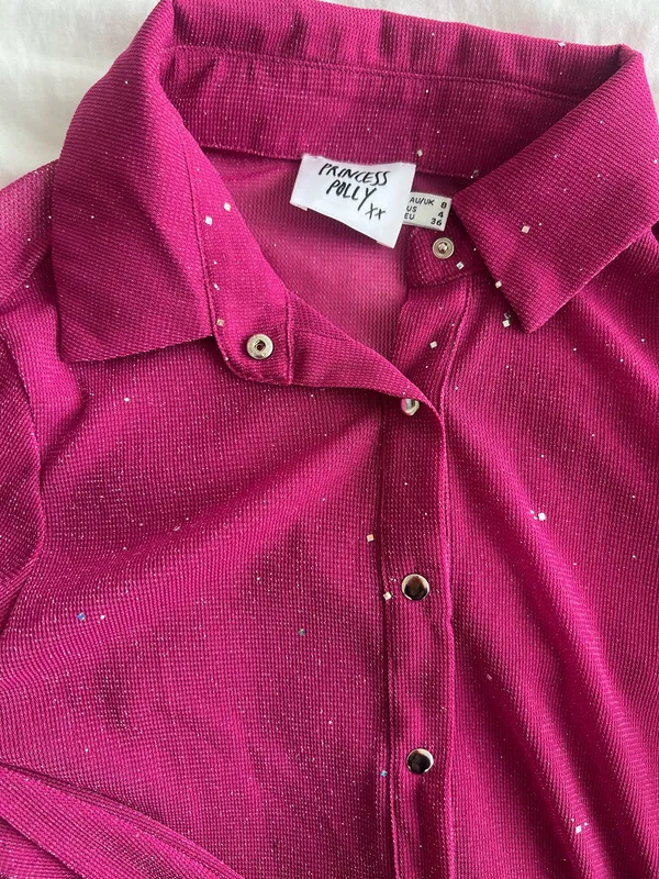 Princess Polly Magenta Button-Front Long Sleeve Top - Image 2