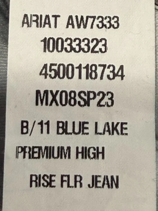 Ariat Premium High Rise Flare Raw Hem Dark Wash Denim Jeans 28R Blue Lake‎ - Image 11