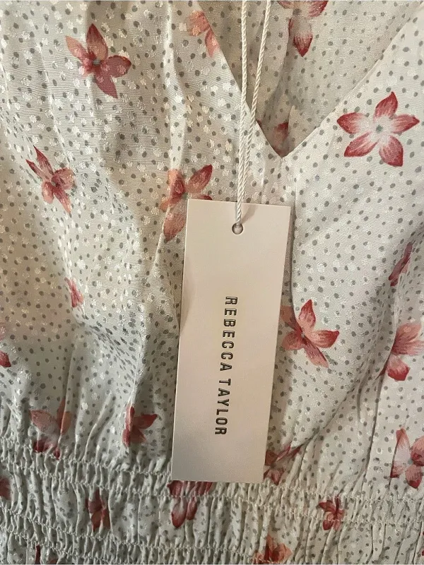 NWT Rebecca Taylor Maui Floral Silk Blend Smocked Dress S - Image 10
