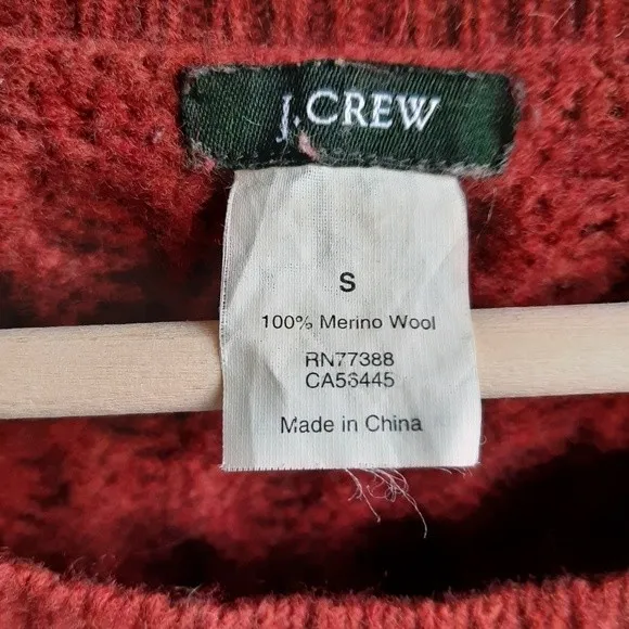 J.Crew 100% Merino Wool Chunky Cable Knit Sweater Small Brown Striped Preppy - Image 2