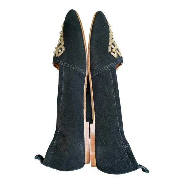 LATIGO Unity Suede Ballet Flats 7 Black Gold Studded Boho Comfort NWOT - Image 6