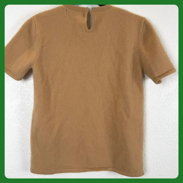 Vintage Cashmere Academia Eclectic Grandma Austin Reed Petite Camel Sweater‎ VTG - Image 2