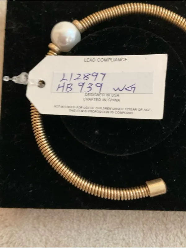 Pomina Gold-Tone Pearl Accent Coil Cuff Bracelet - Image 6