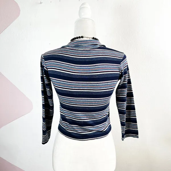Vintage Winnie The Pooh Embroidered Top Sz XS Striped 90s Y2K 2000s Disney‎ - Image 2