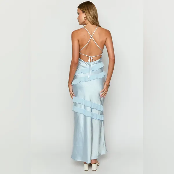 Beginning Boutique Inara Blue Ruffle Maxi Dress - Size 12 - Image 11