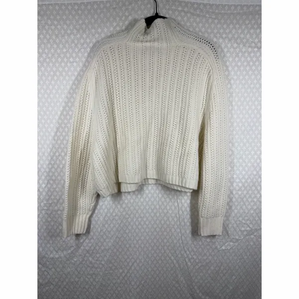 Madewell NWT‎ White Pointelle Mock Neck Merino Wool Sweater - Image 7