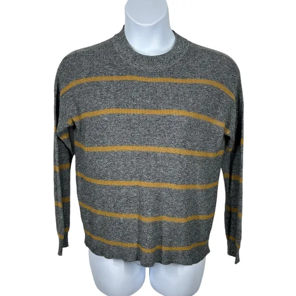 American Eagle Striped Mock Neck Sweater XS Relaxed Fit High Low Hem Knit - Image 2