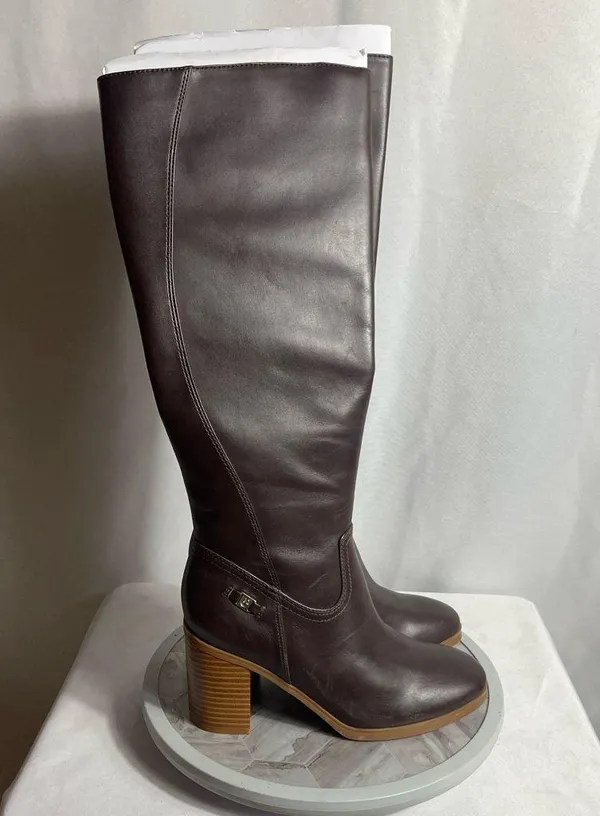 Giani Bernini Odettee Brown Tall Leather Block Heel Boots Size 8M - Image 2
