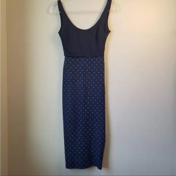 Zara navy polka dot Midi‎ dress xs - Image 4