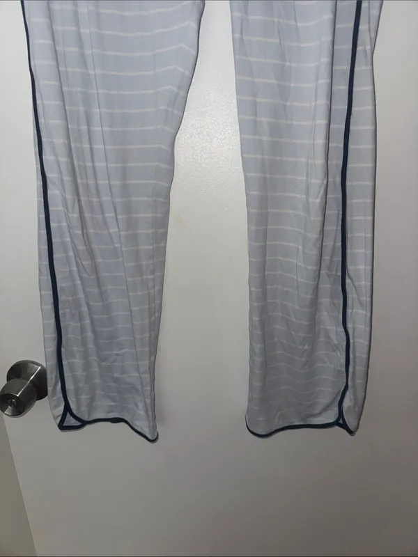 LAKE Light Blue Striped Full Length Pajama Pants - Image 3
