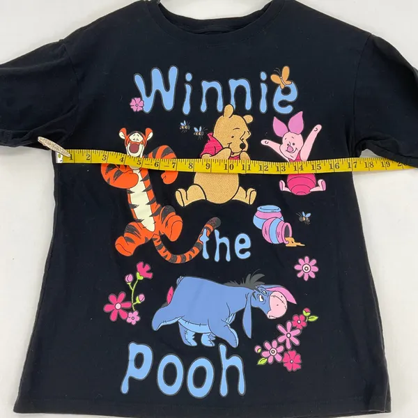 Disney‎ Winnie the Pooh Tigger Piglet Eeyore Black Graphic T-Shirt Medium Hybrid - Image 6