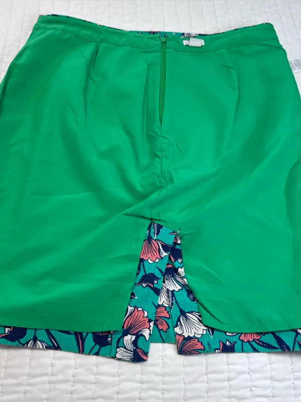 J. by J.Crew Women's A Line Skirt Green Floral Pencil Size 8 Lined 100% Cotton - Image 12