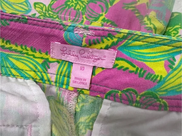 Lilly Pulitzer Bright Tropical Floral Print Shorts - Pink, Green, Yellow size 10 - Image 3