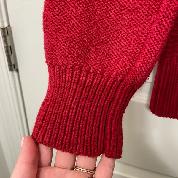 Vintage Jones‎ New York Signature women’s red cable knit collar button sweater M - Image 2