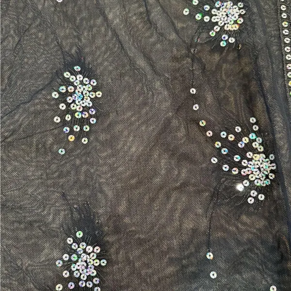 Women's Black and Silver beaded Shawl - Image 4