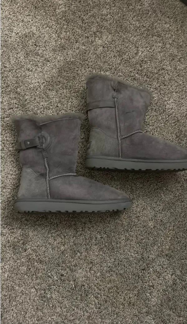UGG Bailey Button Gray Suede Boots - Image 8