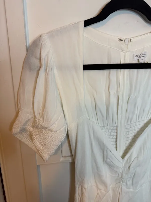 Maja Bali White Puff Sleeve Sweetheart Boho Cottagecore Maxi Dress - Image 5