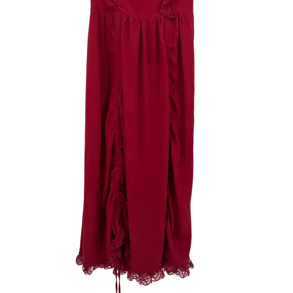 Scarlet Darkness Maxi Dress Women M Red Excellent Lace Up Gothic Victorian Ruche - Image 3
