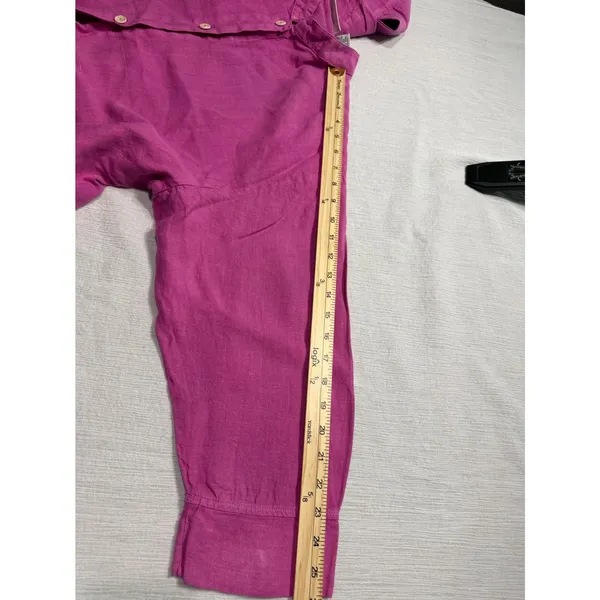Sunbelt Women's XL Magenta Pink 100% Linen 2 Piece Shirt and Pants Set USA Made - Image 16