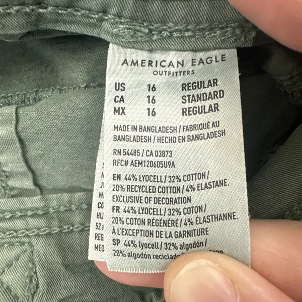 American Eagle Stovepipe Utility Pants Green Gorpcore Wide Leg Women's 16 x 30 - Image 6