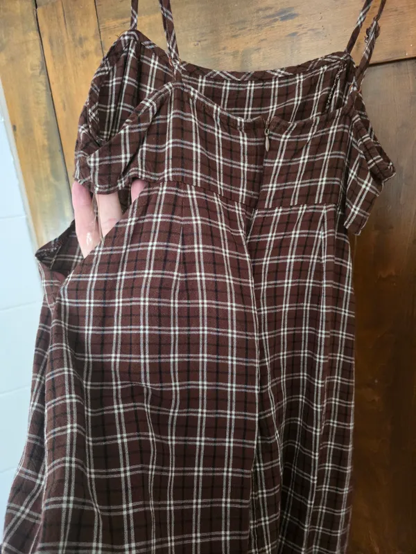 O Kendall And Kylie Brown Plaid Spaghetti Strap Dress Small - Image 5