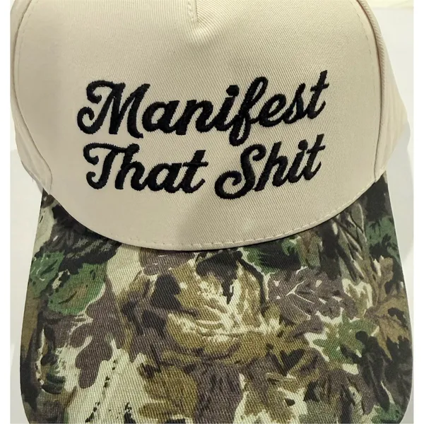 Cream Snapback Hat manifest Crown Camo Brim Embroidered new gift adult fun - Image 3