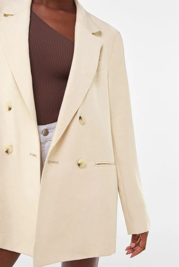 Nwt Cream Beige Oversize Boyfriend Blazer Suit Jacket - Image 8