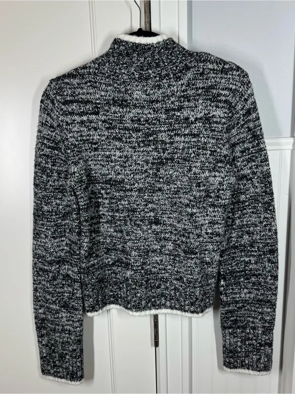 Madewell Marled‎ Mockneck Sweater Black And White Marl 2025 size small wool - Image 6