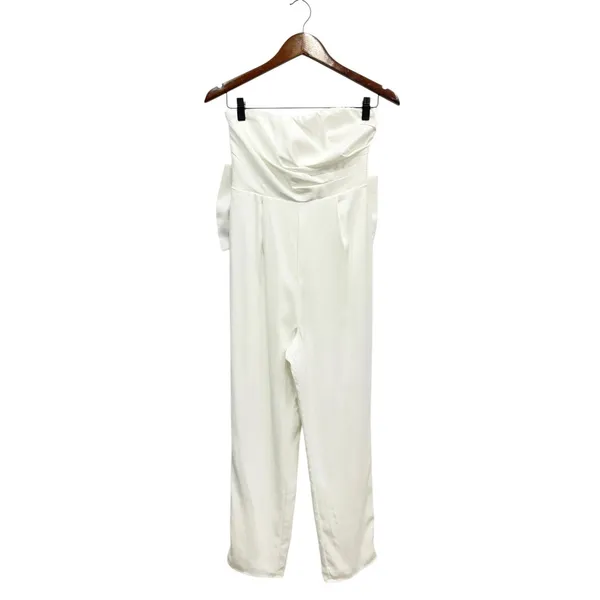 Lulus Beloved Bliss Ivory Strapless Slim Leg Bow Jumpsuit size Small - Image 4