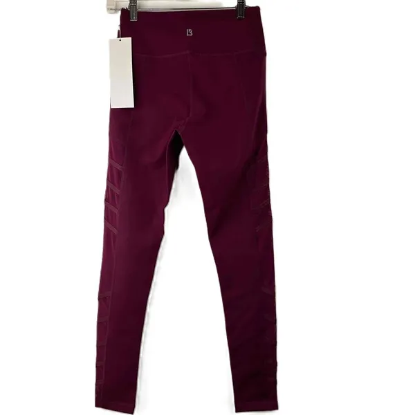 BuffBunny Burgundy Patterned Mesh Side Panel Leggings Size Medium New with tags - Image 4