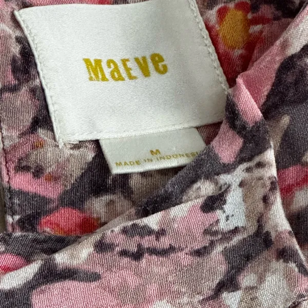 MAEVE Anthropologie Womens TOP Short Cold Shoulder Sleeve PINK Gray Size M - Image 3