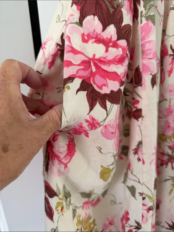 Abercrombie & Fitch Cream Sundress with Pink Floral Print - Image 5