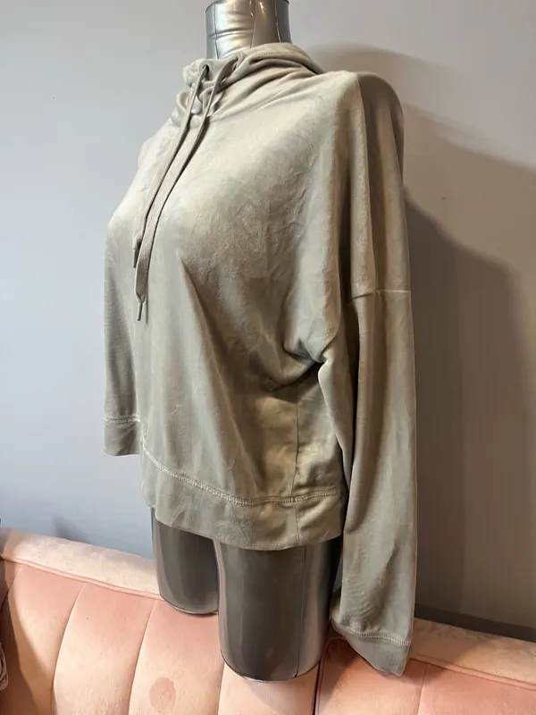 OFFLINE by Aerie Velour Hoodie Grey - Image 5