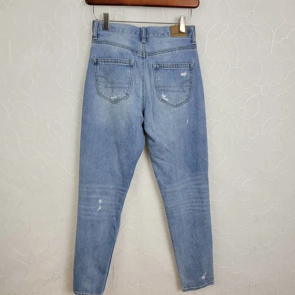 American Eagle Blue Distressed Mom Jean Ripped Knee Fashion - Image 2