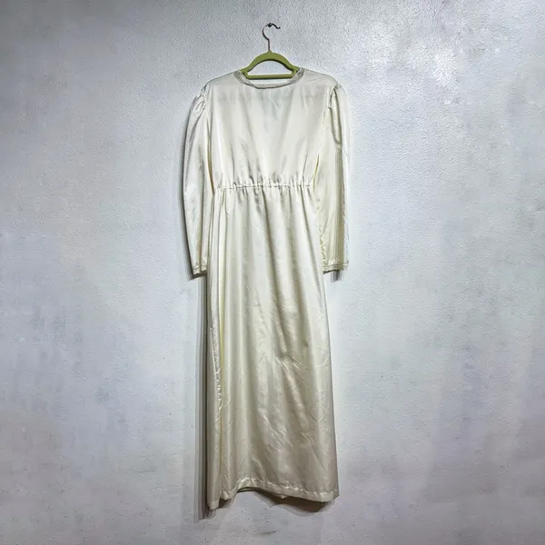 Barbizon Boutique Ivory Satin Lace Trim Maxi Robe Nightgown Y2K Bridal Sz M - Image 11