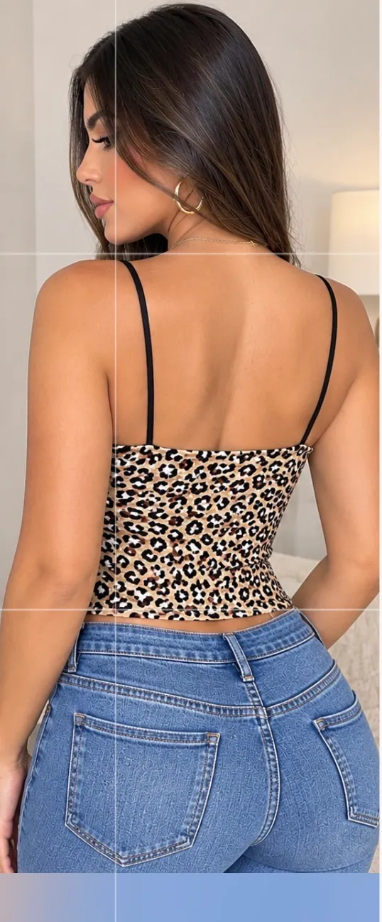 🐆 GAZE Leopard Print Cami Crop Top - Size Medium ✨ - Image 4