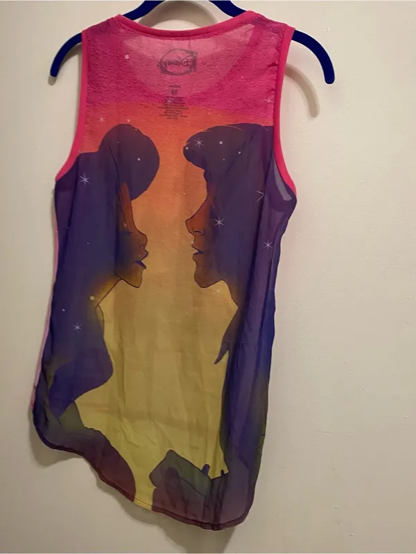 Disney Womens M Medium 34” The Little Mermaid Tank Top Sheer Chiffon Ariel Rock - Image 6