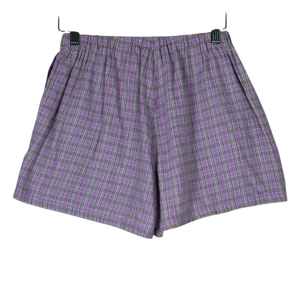 Brandy Melville Logan Shorts Womens OS Purple Plaid 100% Cotton Soft Grunge Y2K - Image 3