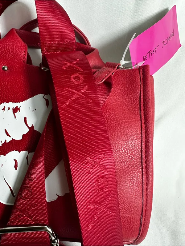 Betsey Johnson Red Crossbody Bag with White Lip Print - Image 2