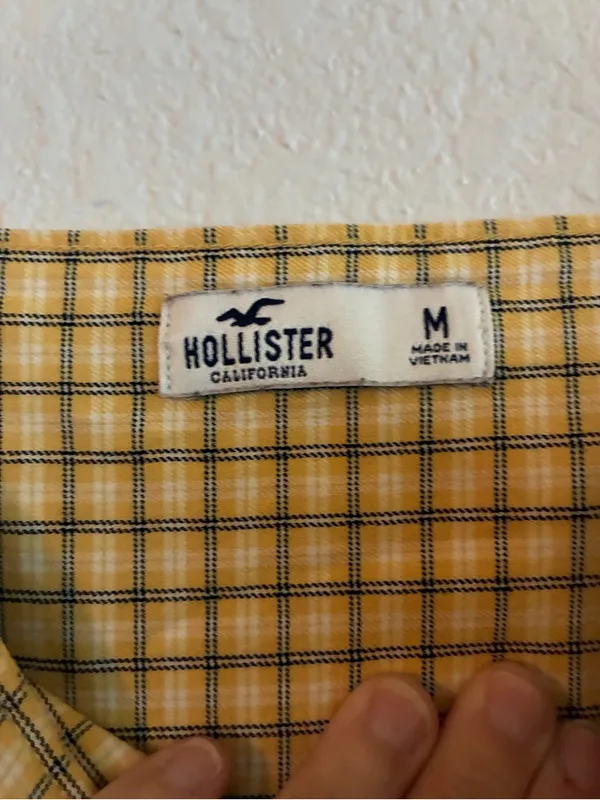 Hollister Split front mini dress | Yellow gingham | Size M - Image 3