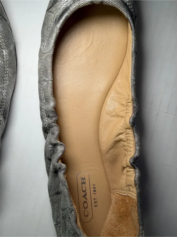 Coach Metallic Silver Signature Ballet Flats - Women's Slip-Ons - Image 5