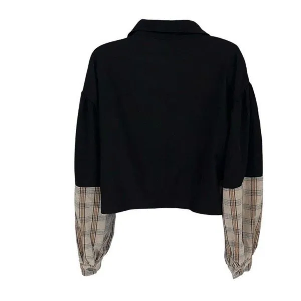 SHEIN Tartan Panel Corduroy Crop Shacket Size Medium‎ - Image 5