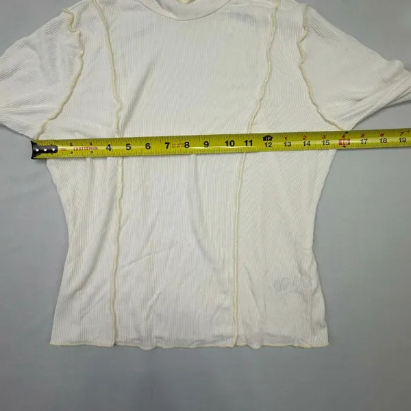 Wild Fable Women's White Ribbed Exposed Seam Turtleneck Long Sleeve Top - Image 5