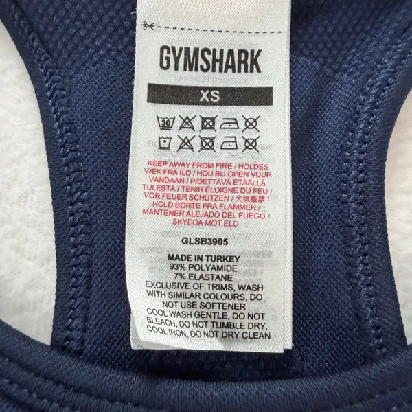 Gymshark‎ Flex Seamless Sports Bra Navy Blue Teal Racerback Womens XS Workout - Image 3
