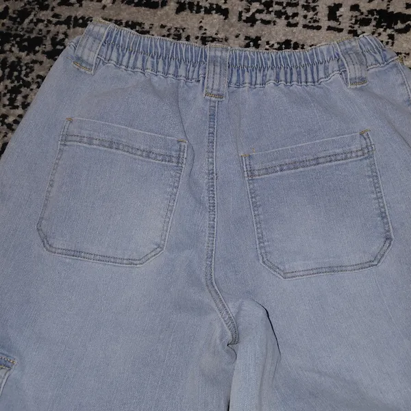 Madden Girl Blue Denim Cargo Jeans Medium Y2K Baggy Wide Leg Cyber - Image 12
