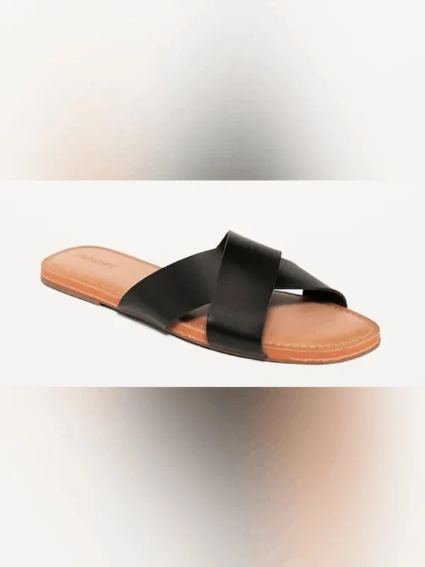 Old Navy Criss-Cross Blackjack Faux-Leather Slip-On Sandals Size 9 - Image 5