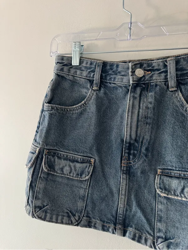 Zara Cargo Denim Mini‎ Skirt - Image 2