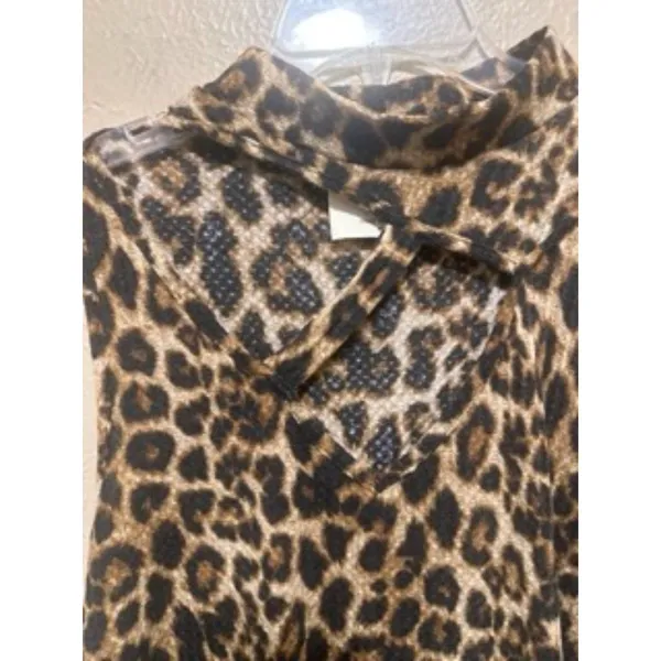 Leopard Print Sleeveless Mock Neck Top Animal Print Tank Blouse Size Medium‎ - Image 7