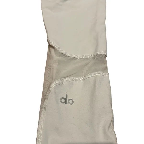 Womens Alo Yoga Cropped Leggings White XS Mesh Cutout Pilates Athleisure - Image 8